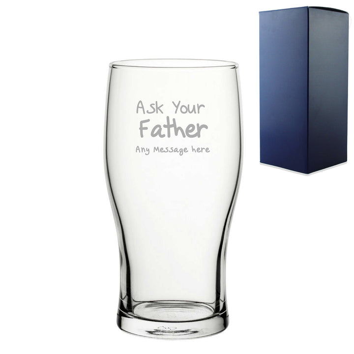 Personalised 20oz Engraved Pint Glass Gift Boxed
