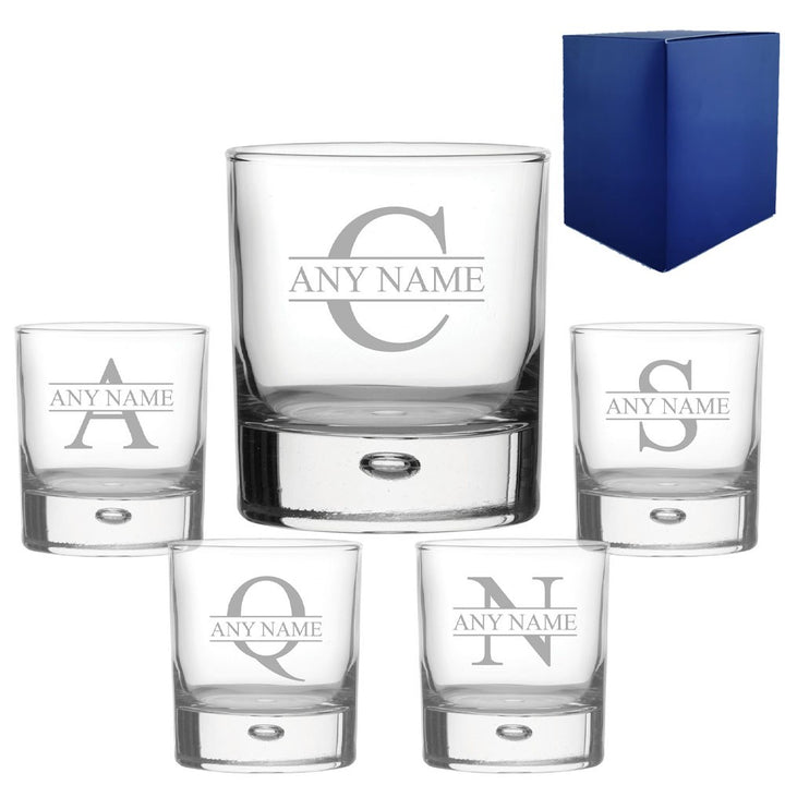 Personalised Bubble Whisky Glass with Initial and Name