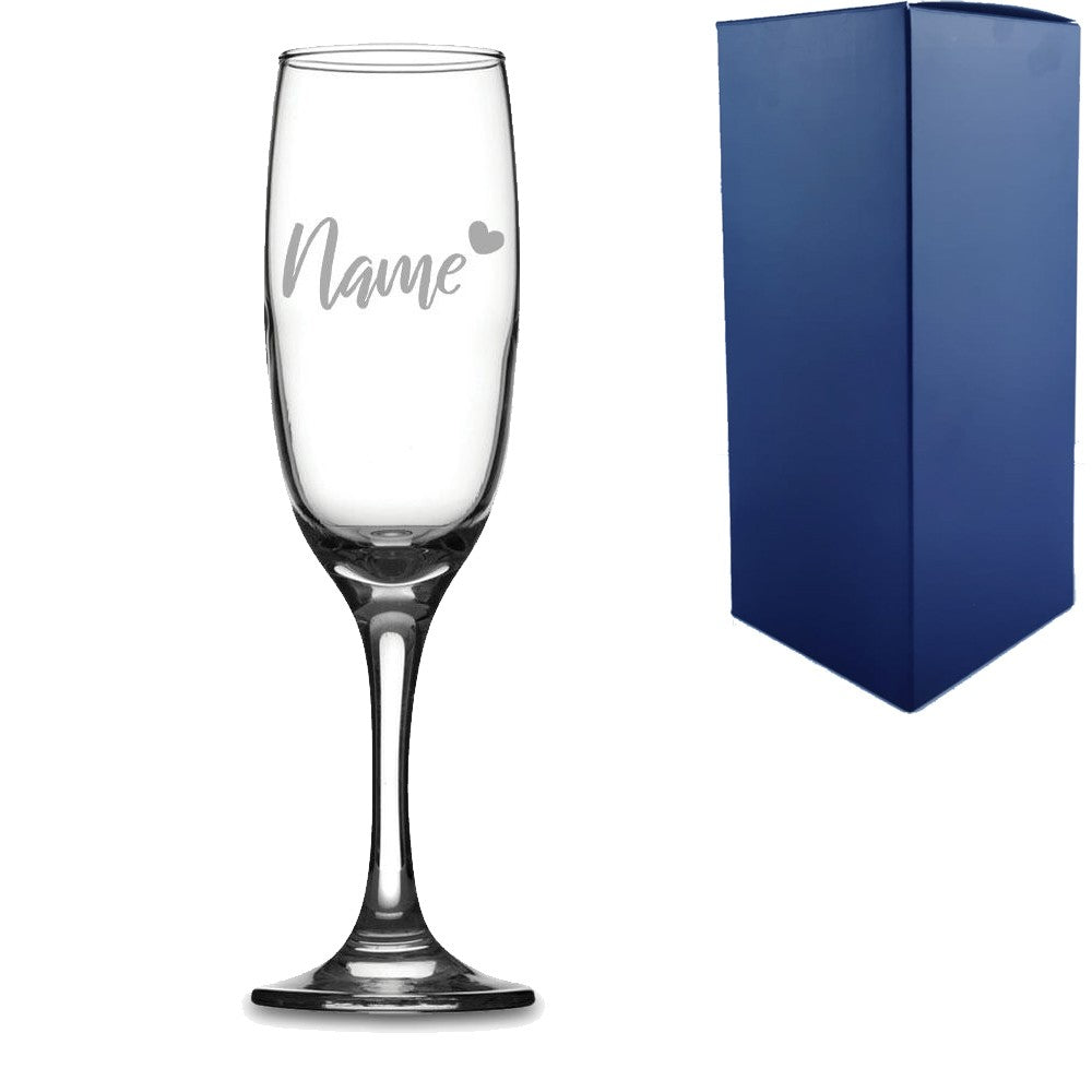 Personalised Engraved Champagne Flute with Heart Design