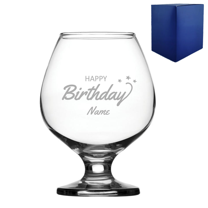 Personalised Happy Birthday Bistro Brandy Glass in Gift Box