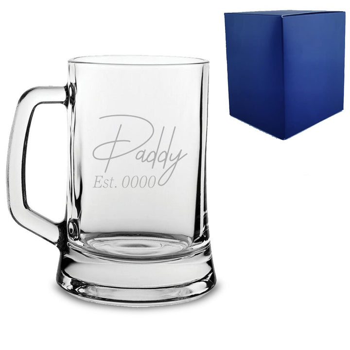 Personalised Engraved Beer Mug with Daddy Est. Date Design
