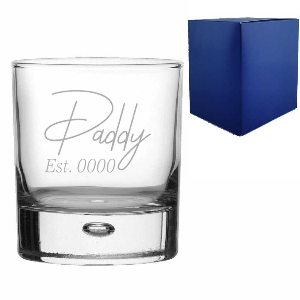 Personalised Daddy Est. Date Bubble Whisky Glass