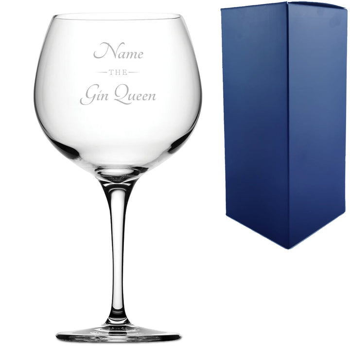 Personalised Gin Balloon Glass with The Gin Queen Design