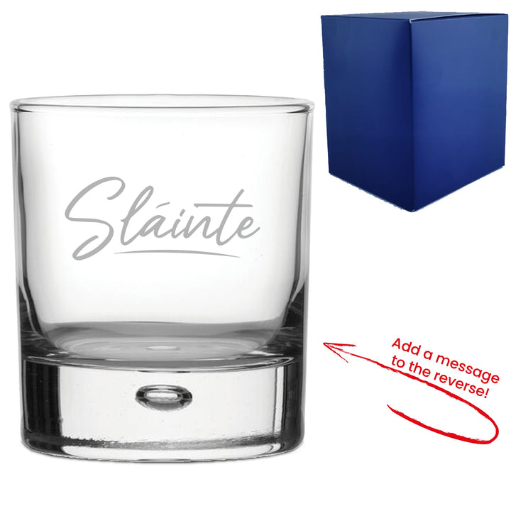Personalised Slàinte Whisky Glass with Message and Font Choice