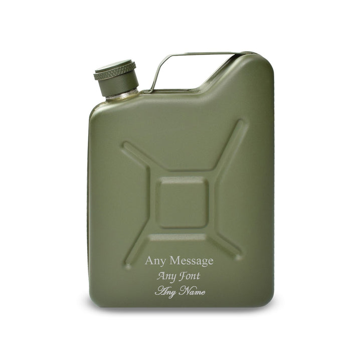 Personalised Green Jerry Can Hip Flask