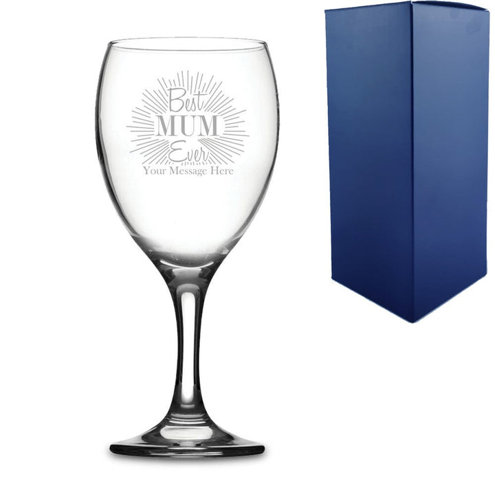 Personalised Best Mum Ever Engraved Wine Glass