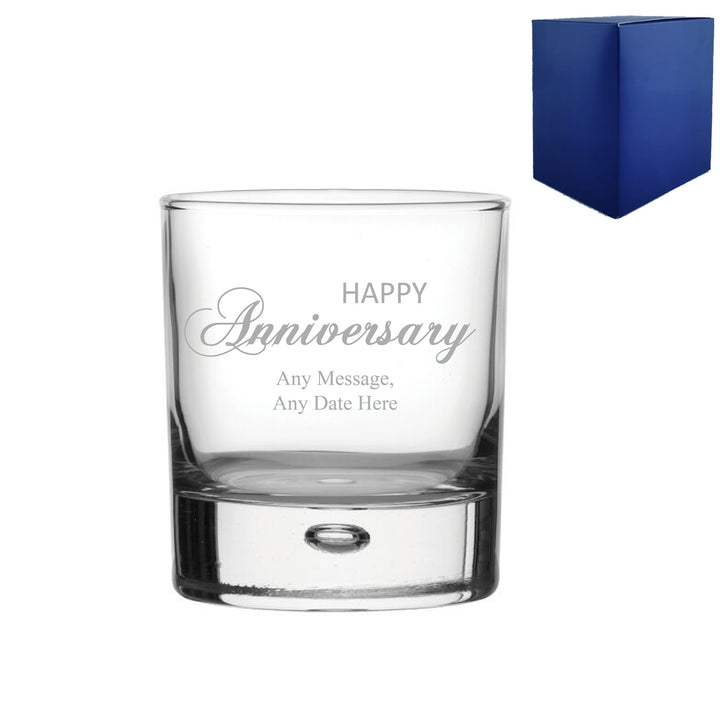 Personalised Anniversary Bubble Whisky Glass in Gift Box