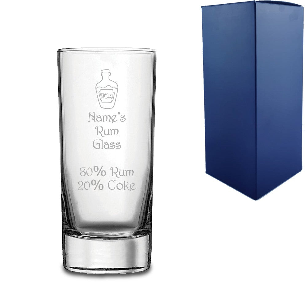 Personalised Engraved Rum HiBall Glass with Bottle Design
