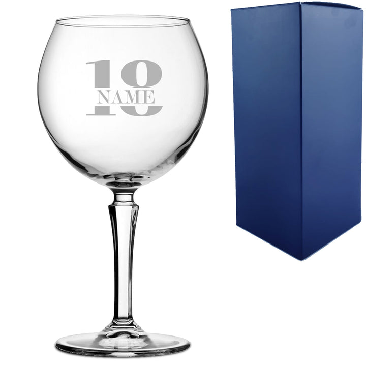 Personalised Age &amp; Name Hudson Gin Balloon Glass