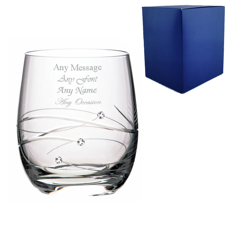 Personalised Diamante Whisky Tumbler with Spiral Design