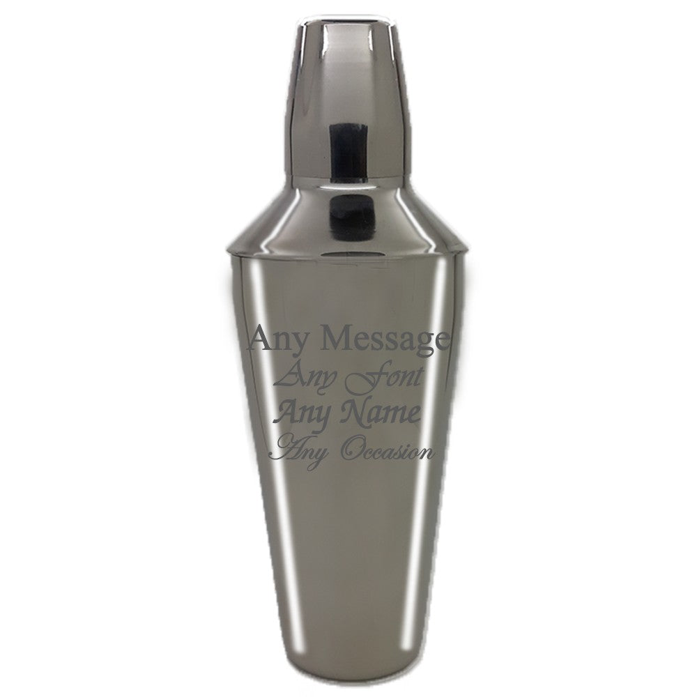 Personalised Engraved Cocktail Shaker with Strainer