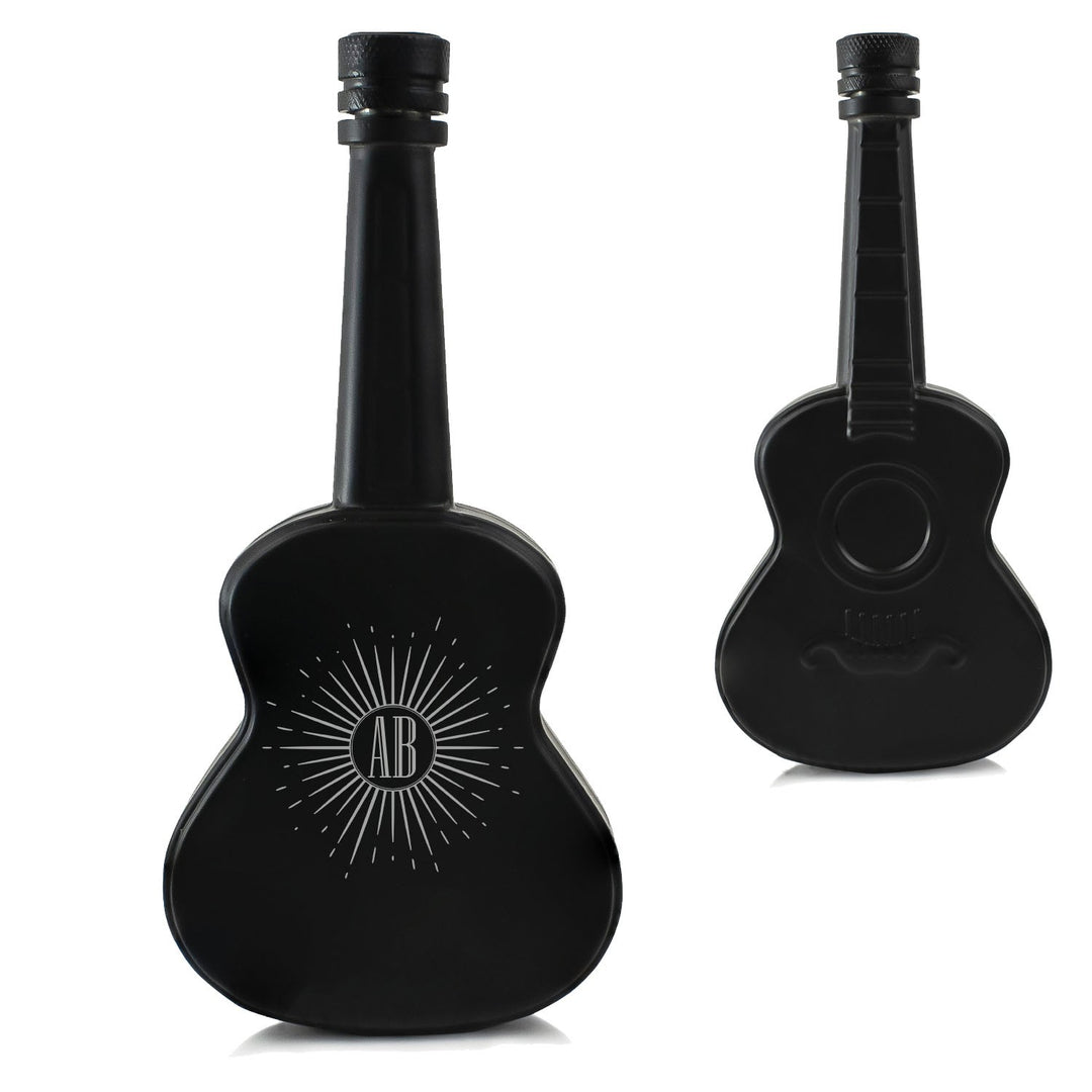 Personalised Black Guitar Hip Flask with Sunburst Design