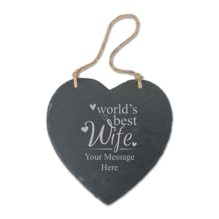 Personalised Engraved Slate Hanging Heart - World&