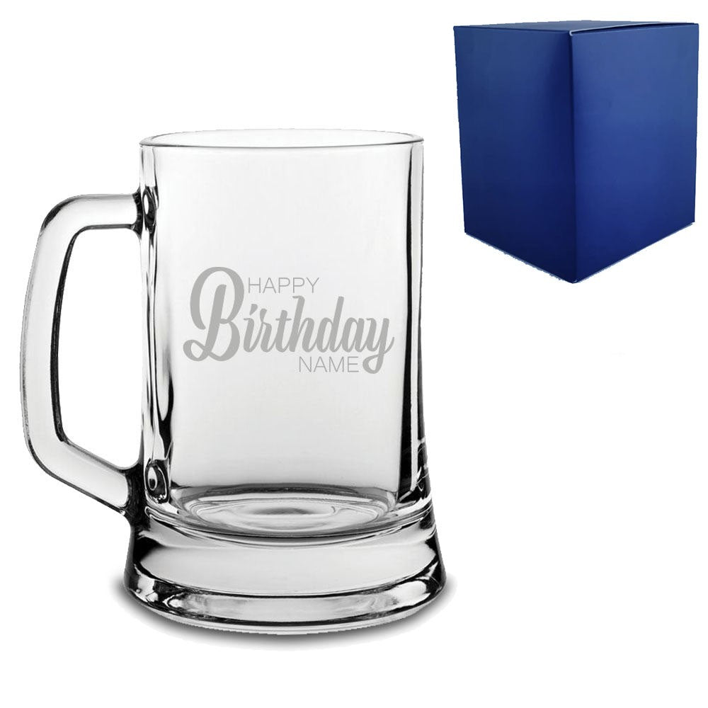 Personalised Engraved Happy Birthday Beer Tankard Mug