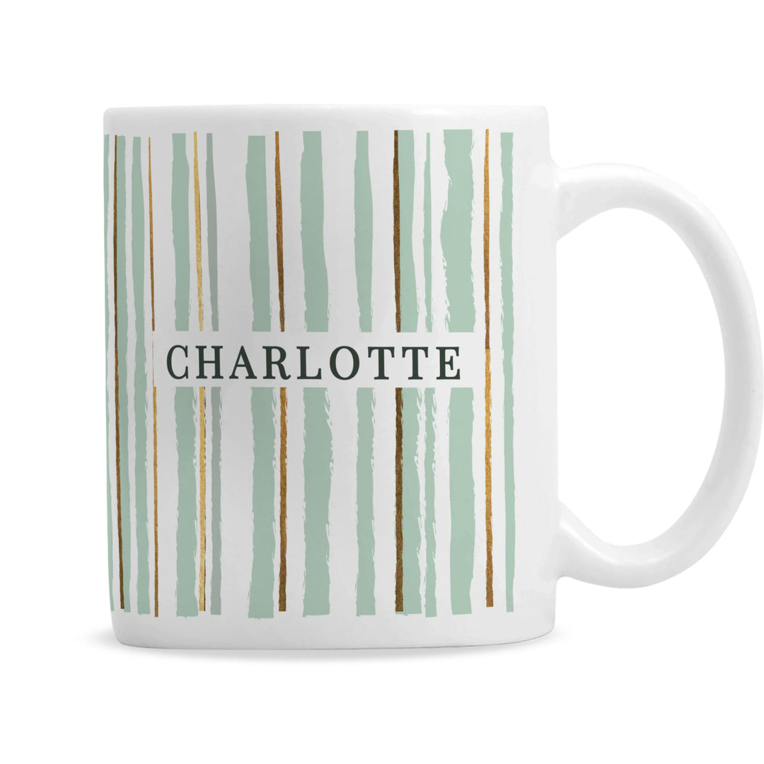 Personalised Striped Mug, The Personal Shop, personalised gifts