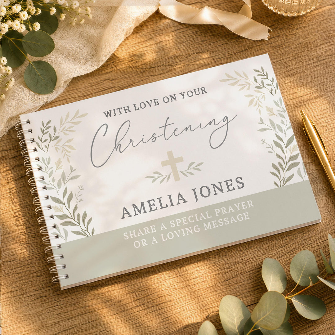 Personalised Religious Cross Guest Book, The Personal Shop, personalised gifts