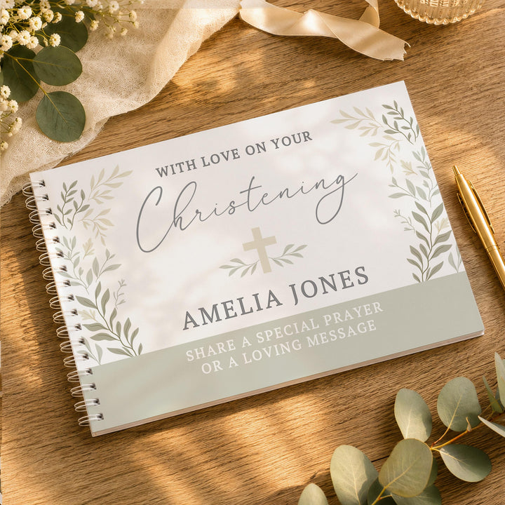 Personalised Religious Cross Guest Book, The Personal Shop, personalised gifts