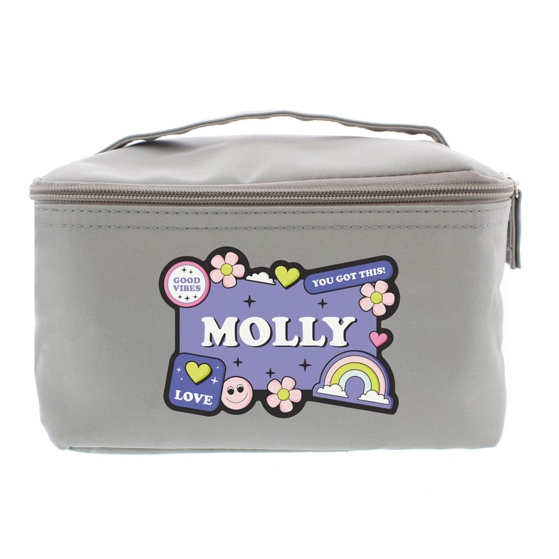 Personalised Good Vibes Grey Toiletry Bag