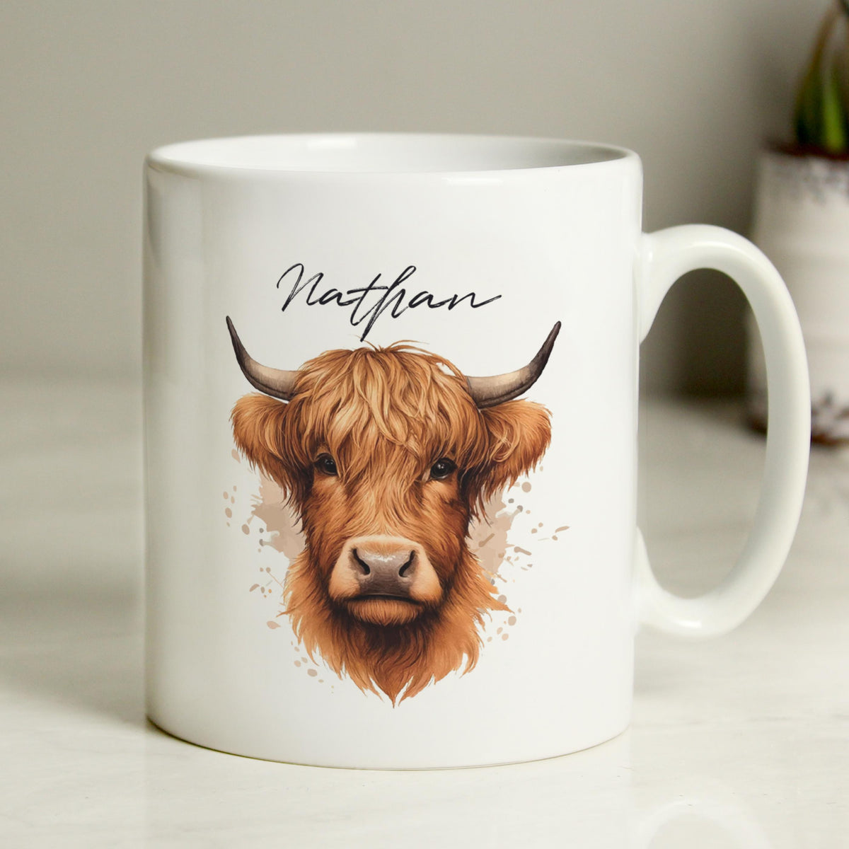 Personalised Highland Cow Mug - Male – alternative view
