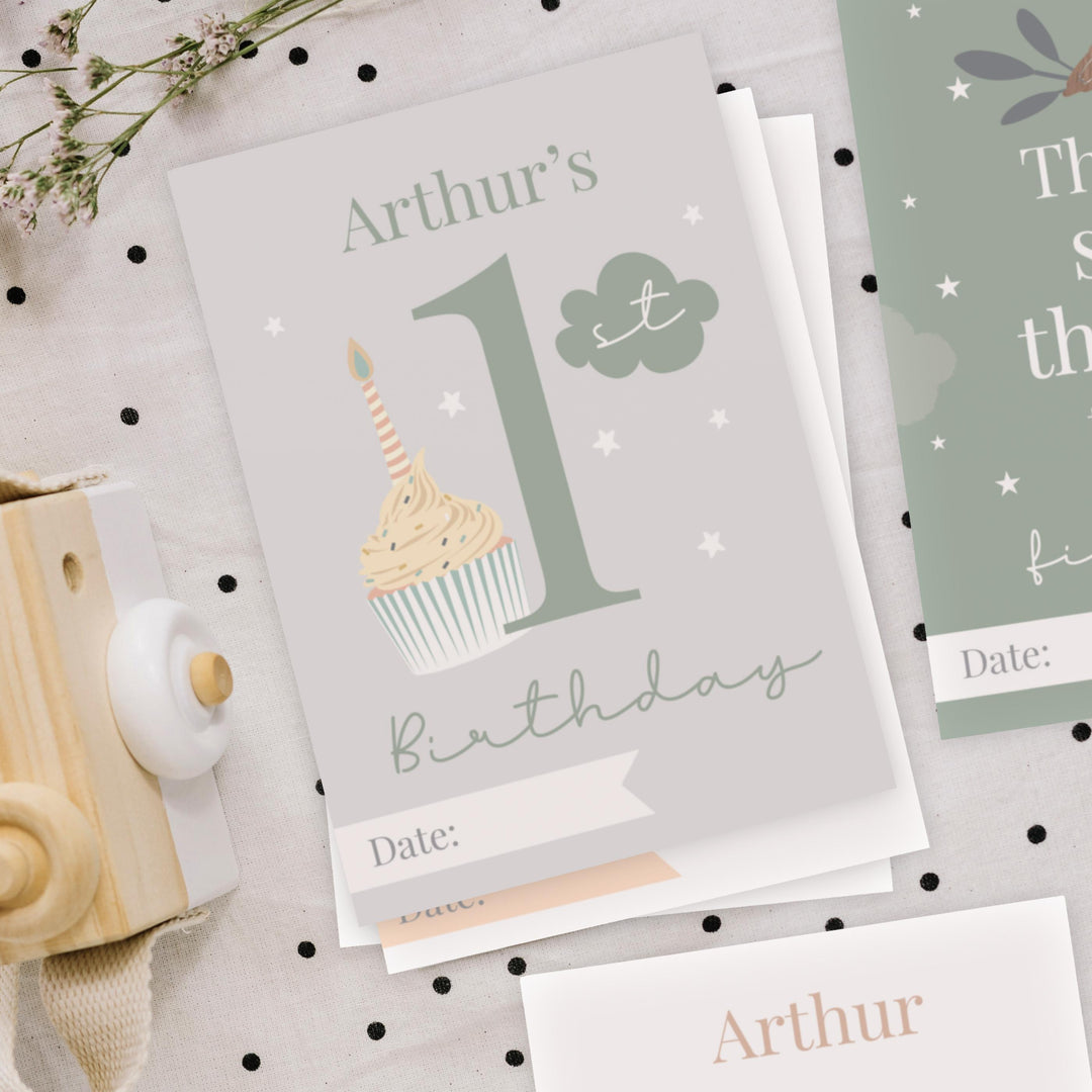 Personalised Woodland Animals Baby Milestone Cards – alternative view