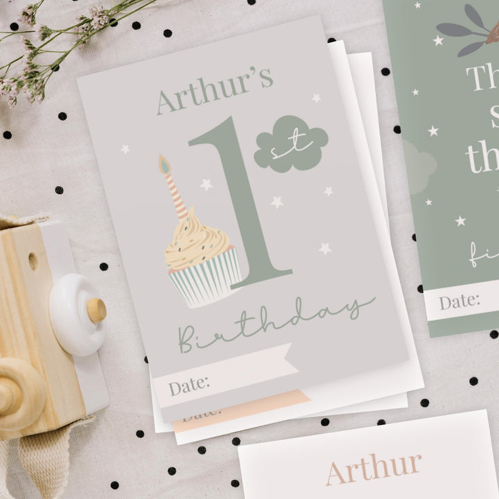 Personalised Woodland Animals Baby Milestone Cards – alternative view