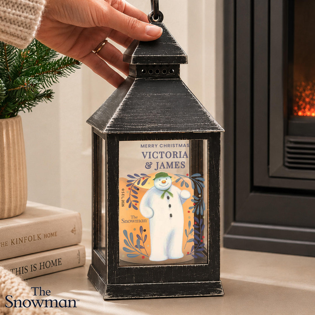 Personalised The Snowman Countdown LED Black Lantern