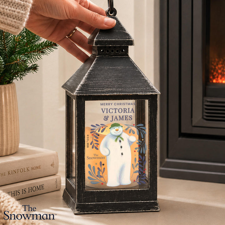 Personalised The Snowman Countdown LED Black Lantern