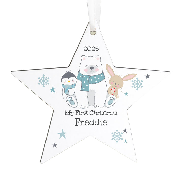 Personalised Polar Bear Christmas Star Ornament – alternative view