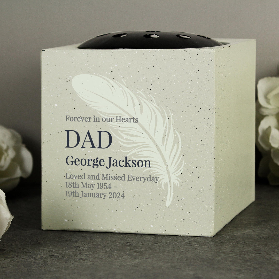 Personalised Feather Memorial Vase, The Personal Shop, personalised gifts