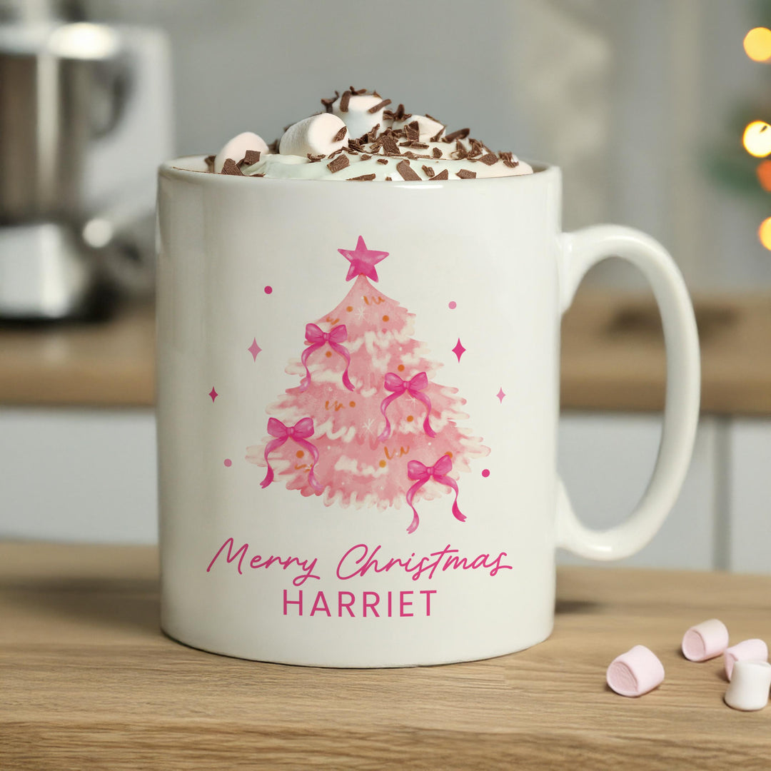 Personalised Pink Christmas Tree Mug – alternative view