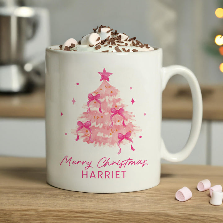 Personalised Pink Christmas Tree Mug – alternative view