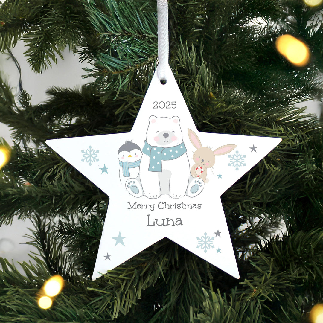 Personalised Polar Bear Christmas Star Ornament – alternative view