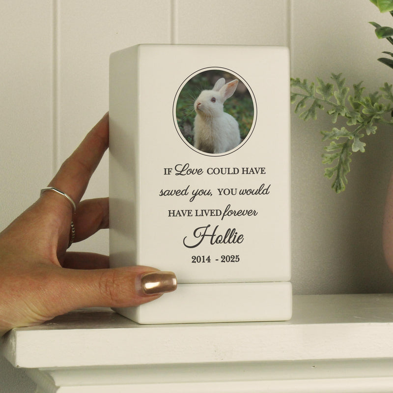 Personalised Pet Photo Upload Small Wooden Urn