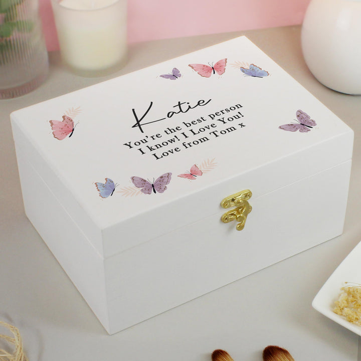 Personalised Butterfly Wooden Keepsake Box – alternative view