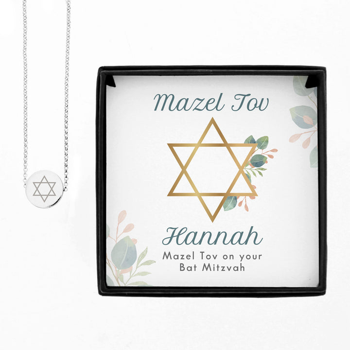 Personalised Bat Mitzvah Sentiment Silver Tone Necklace and Box, The Personal Shop, personalised gifts
