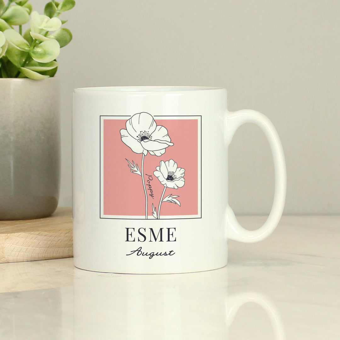 Personalised Birth Flower Mug, The Personal Shop, personalised gifts