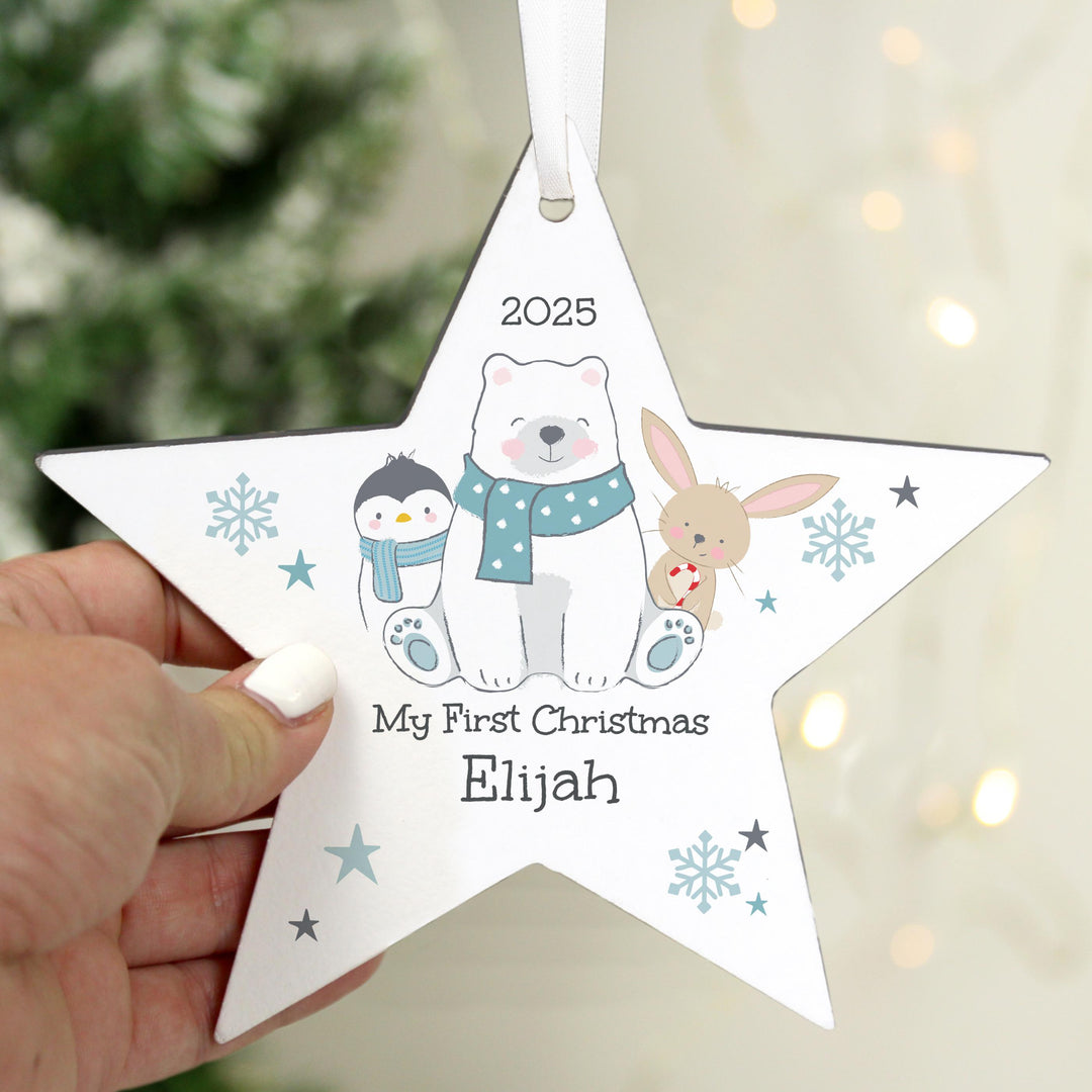 Personalised Polar Bear Christmas Star Ornament – alternative view