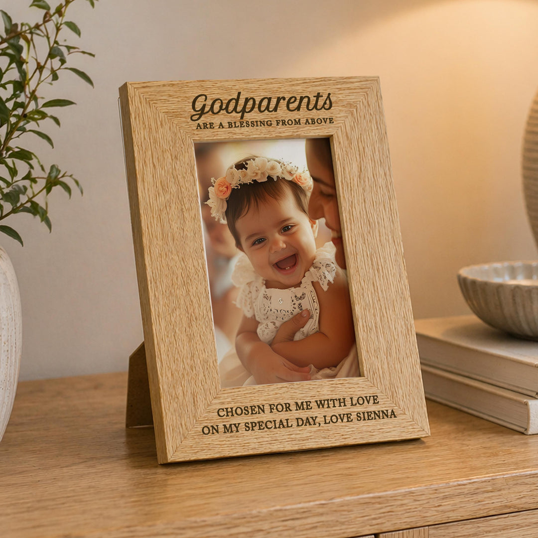 Personalised Godparents 6x4 Wooden Photo Frame, The Personal Shop, personalised gifts