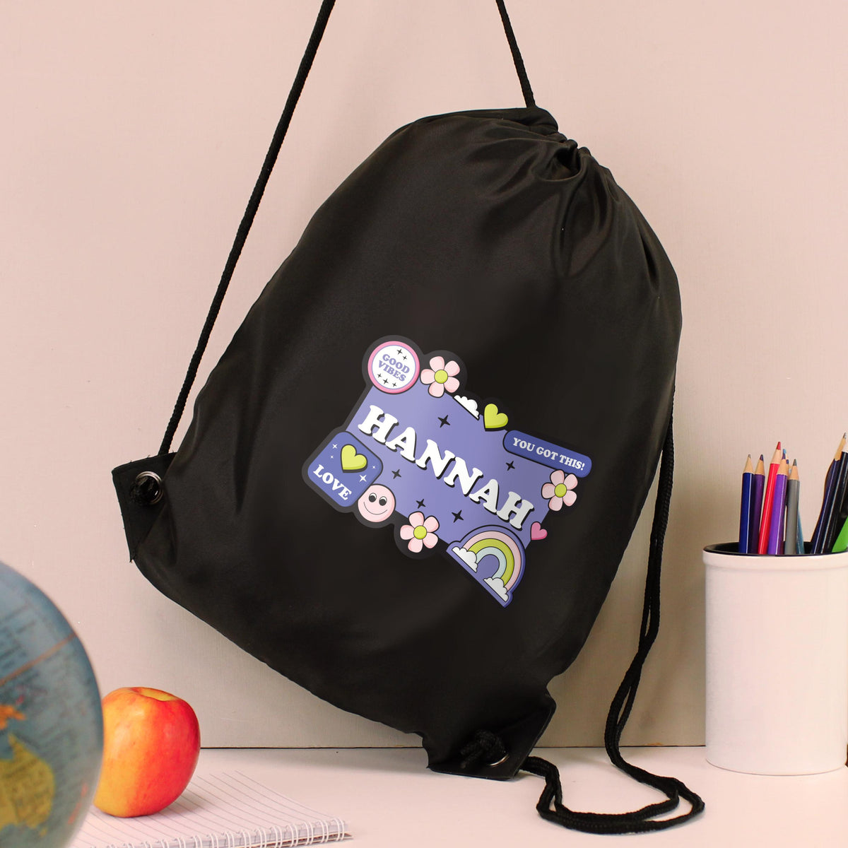 Personalised Good Vibes Black Kit Bag – alternative view