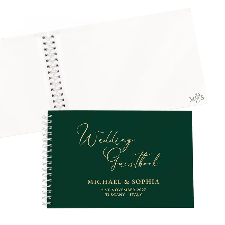 Personalised Dark Green Wedding Guest Book, The Personal Shop, personalised gifts