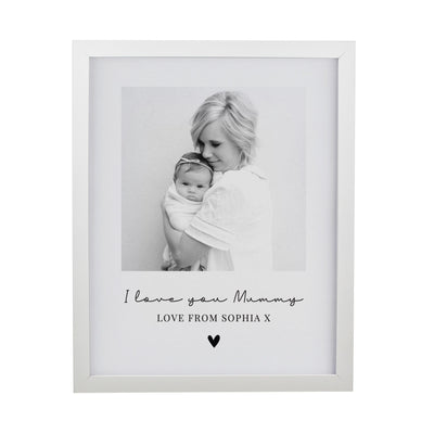 Personalised Heart Photo Upload White Poster Frame