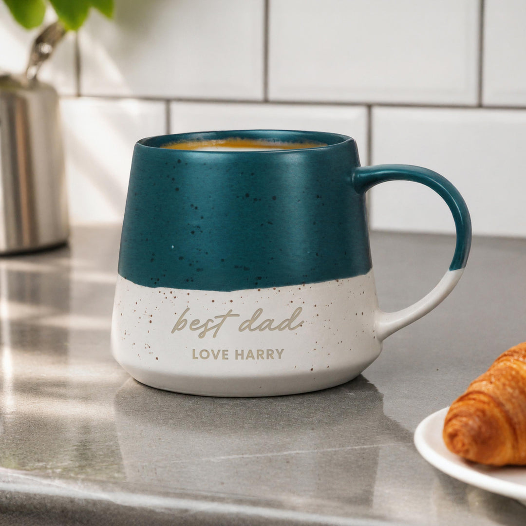 Personalised Message Blue Speckled Ceramic Mug, The Personal Shop, personalised gifts