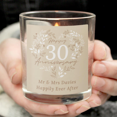 Personalised 30th Pearl Wedding Anniversary Candle Jar