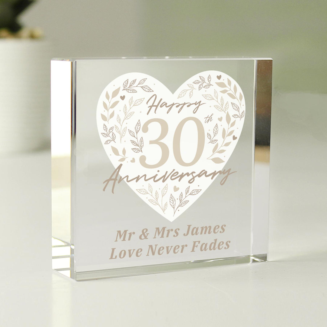 Personalised 30th Pearl Wedding Anniversary Crystal Token – alternative view