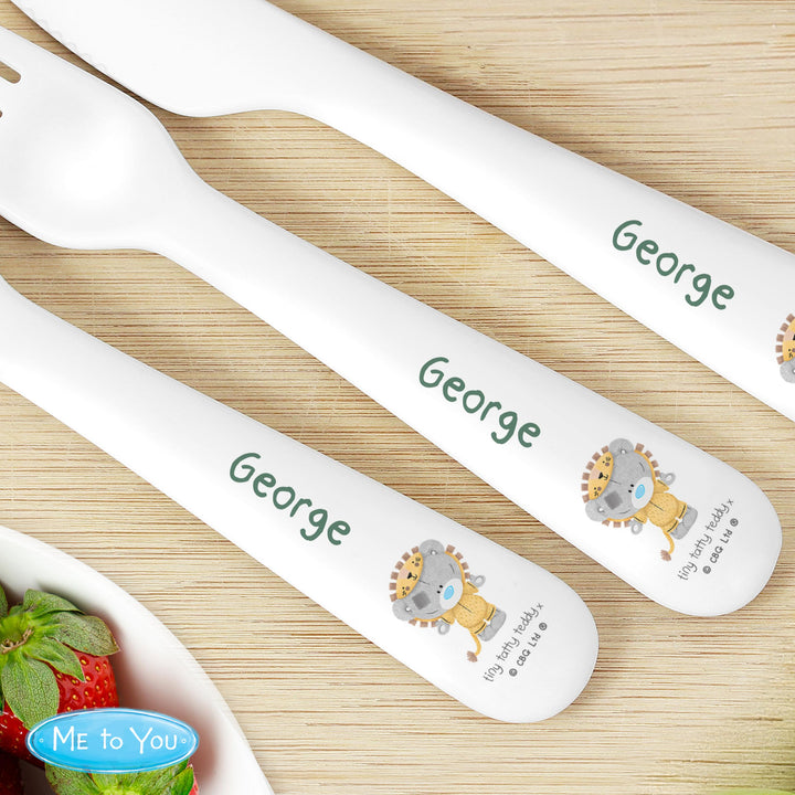 Personalised Tiny Tatty Teddy Jungle Animals Plastic 3 Piece Cutlery Set – alternative view