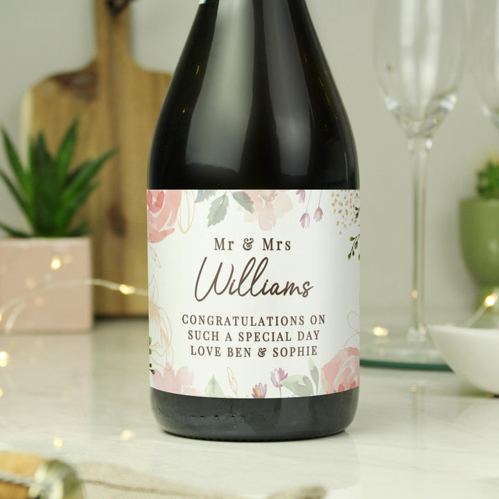 Personalised Floral Watercolour Bottle of Prosecco – alternative view