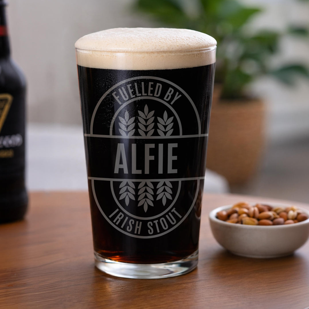Personalised Brewery Style Pint Glass, The Personal Shop, personalised gifts