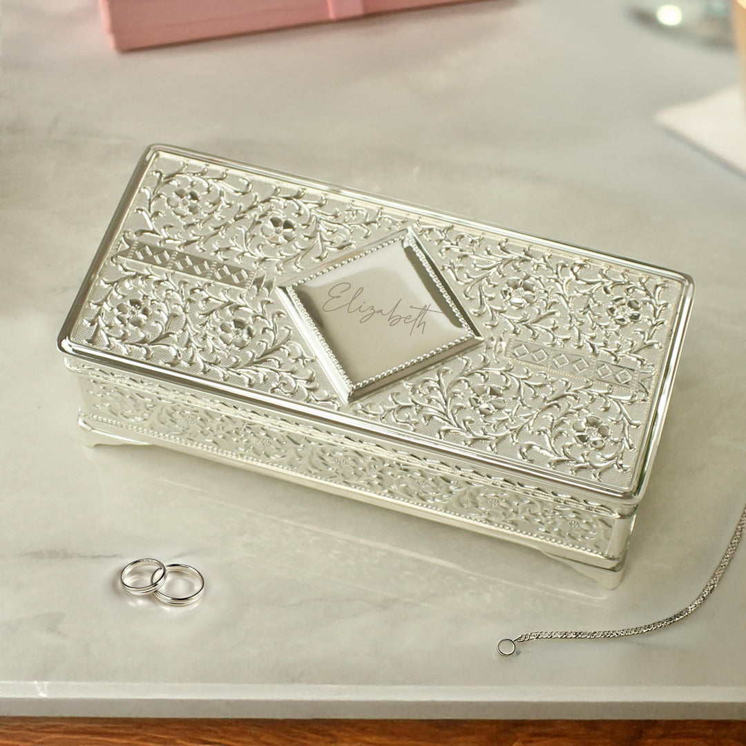 Personalised Silver Plated Jewellery Box, The Personal Shop, personalised gifts