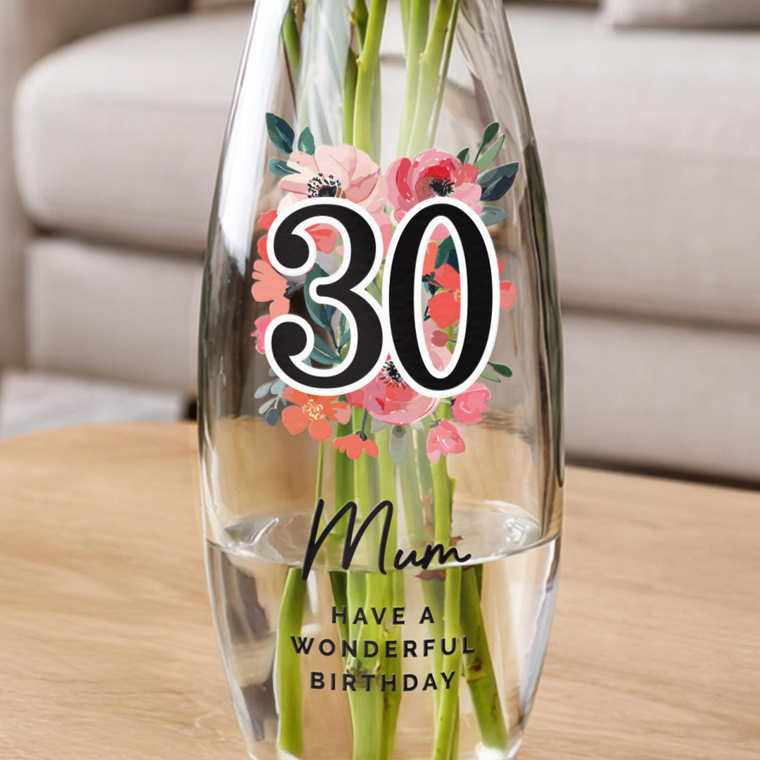 Personalised Floral Big Age Bullet Vase, The Personal Shop, personalised gifts
