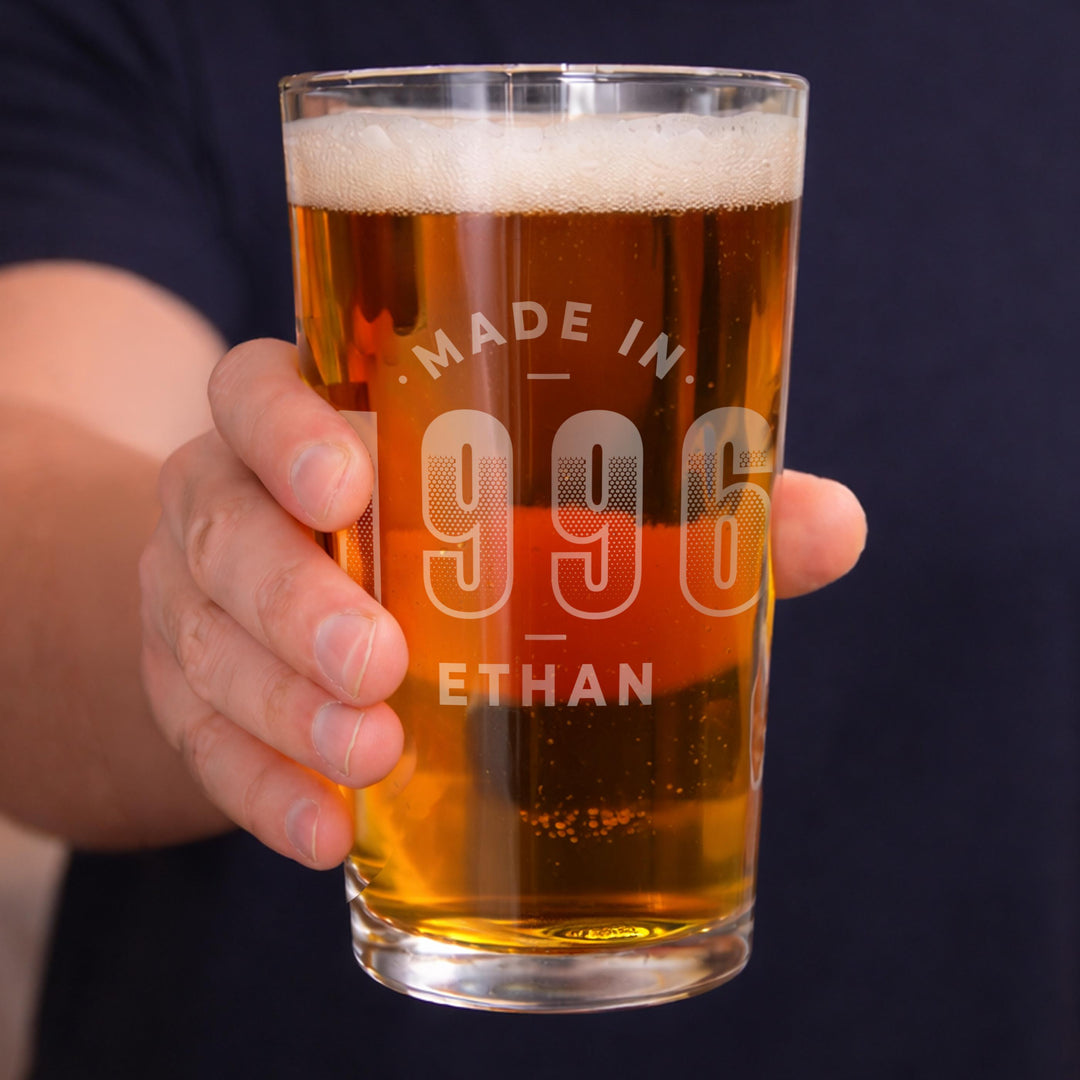 Personalised Made in Pint Glass, The Personal Shop, personalised gifts